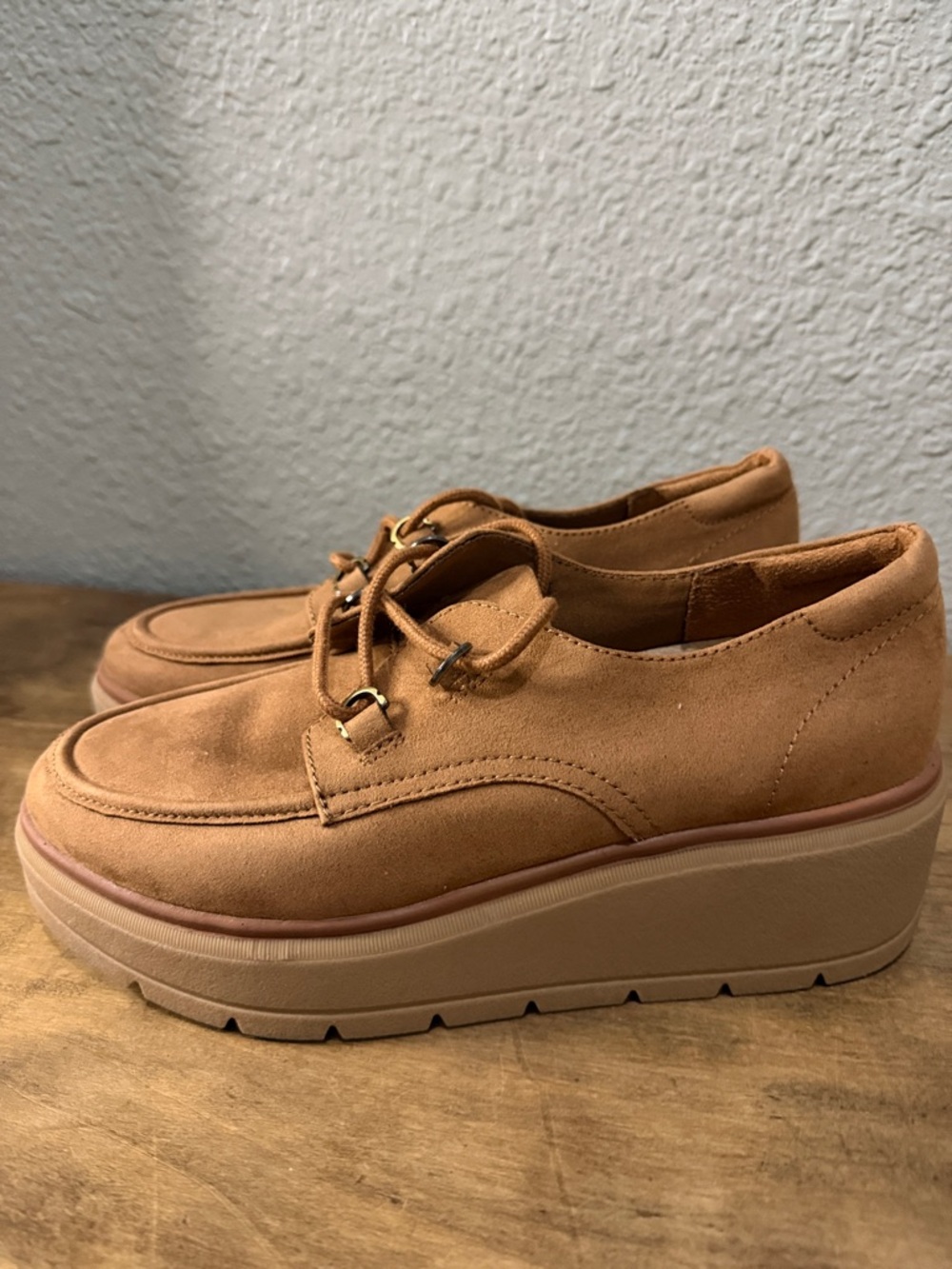 Dr. Scholl’s Womens Tan Platform Lace-Up Loafers size 7 NEW - Picture 1 of 7